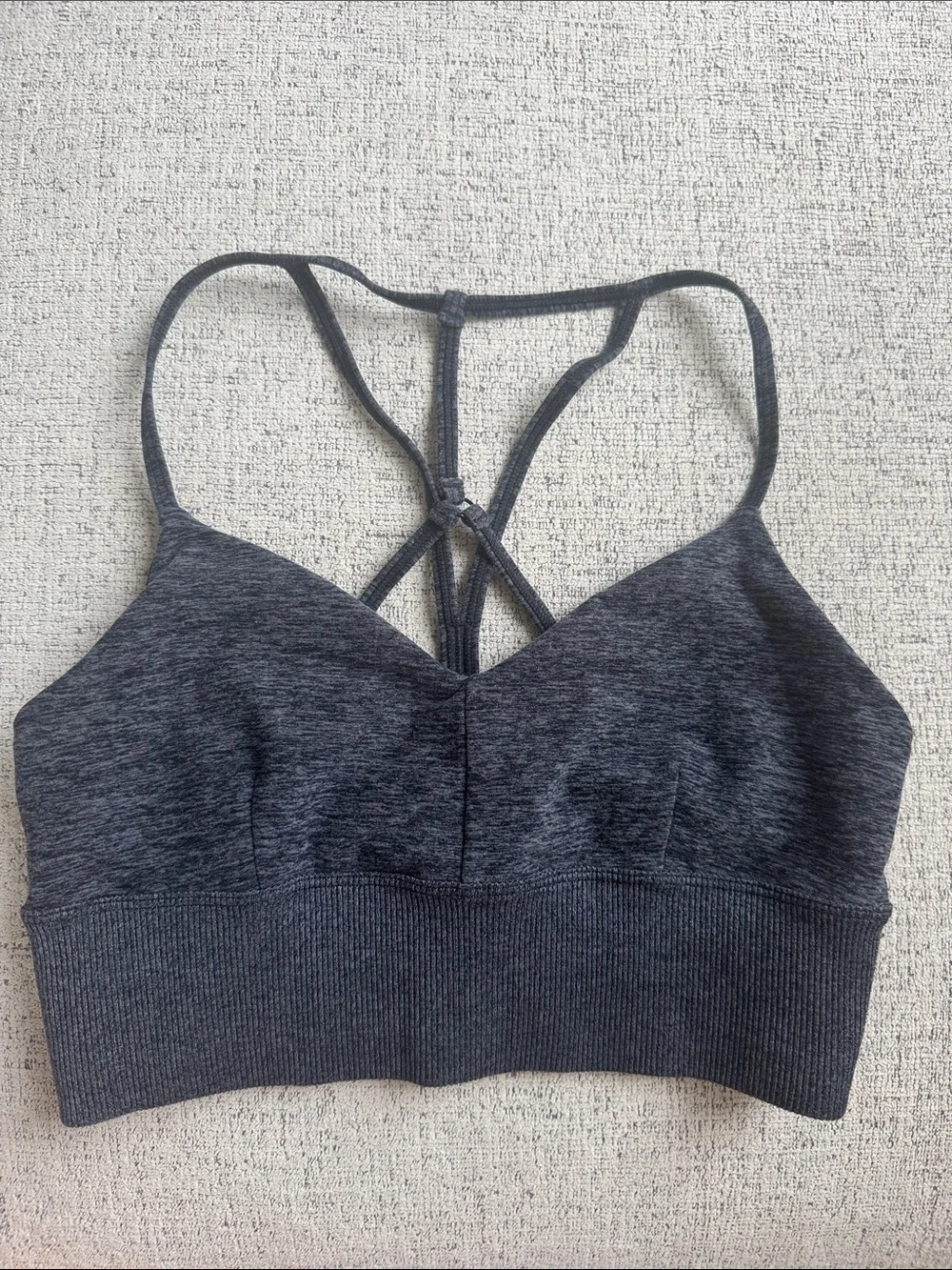 ALO Yoga Charcoal Grey Strappy Sports Bra